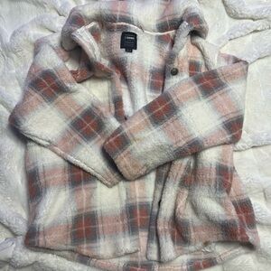 CISONO los angeles outerwear collection fluffy plaid jacket with pockets